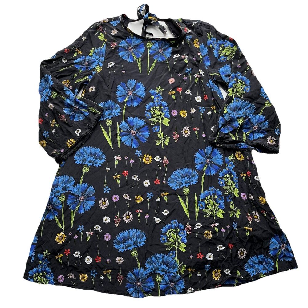 Anthropologie MAEVE Lucinda Tunic Dress Womens M Multi Floral Silk Tie Back Boho - Picture 2 of 14